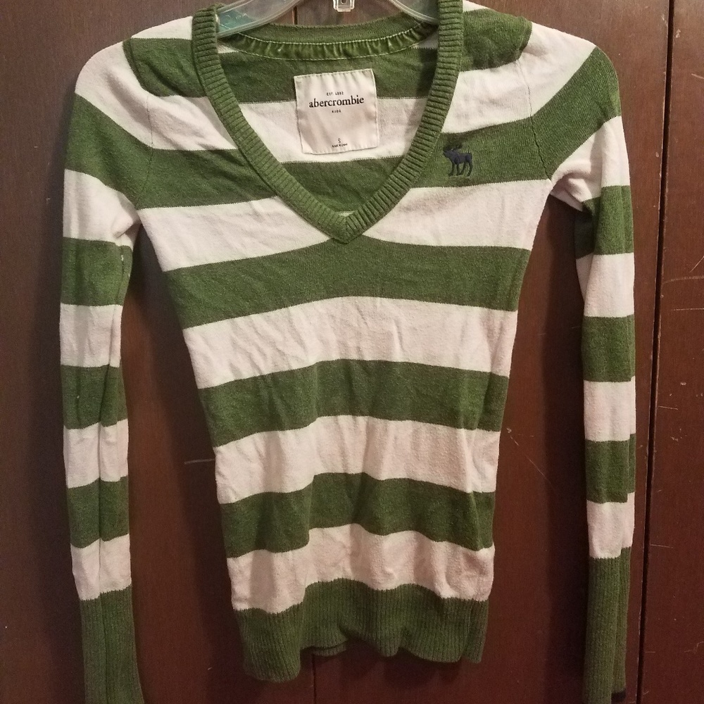 abercrombie kids v neck striped sweater